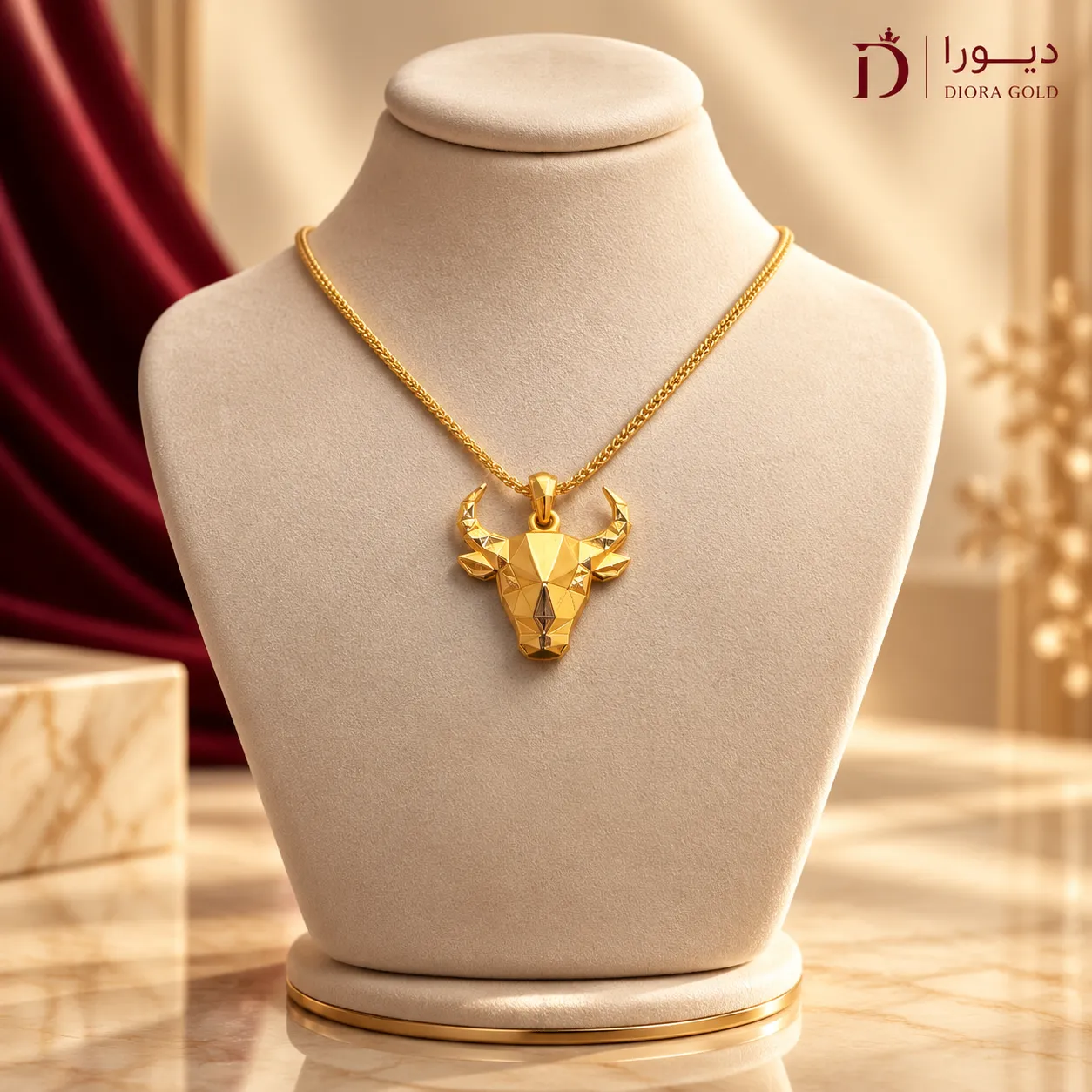 گردنبند طلای پلاک سر گاو (طرح بول) گردنبند طلای پلاک سر گاو (طرح بول)
